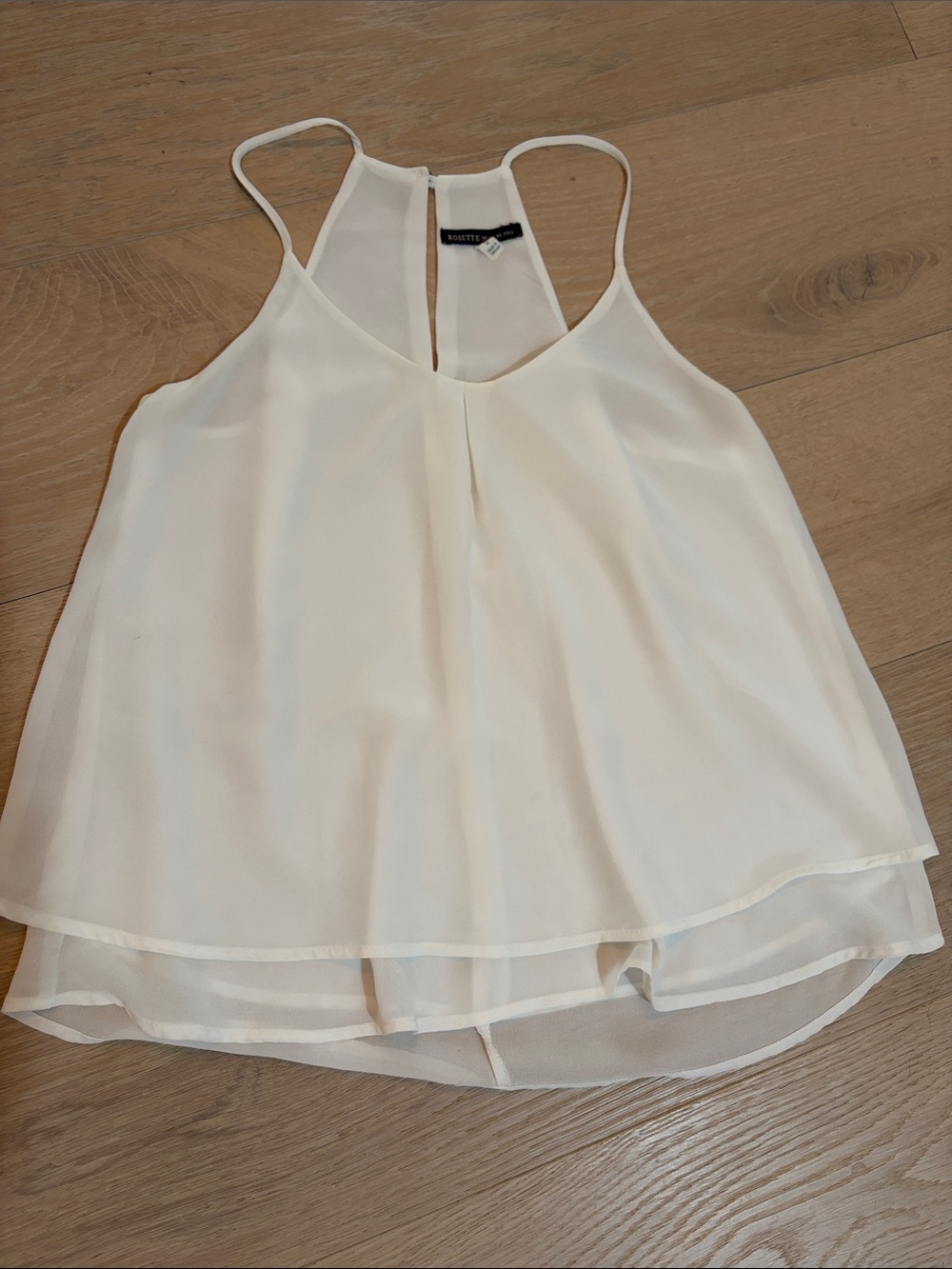 Boutique Brand Cream Layered Chiffon Camisole with Spaghetti Straps